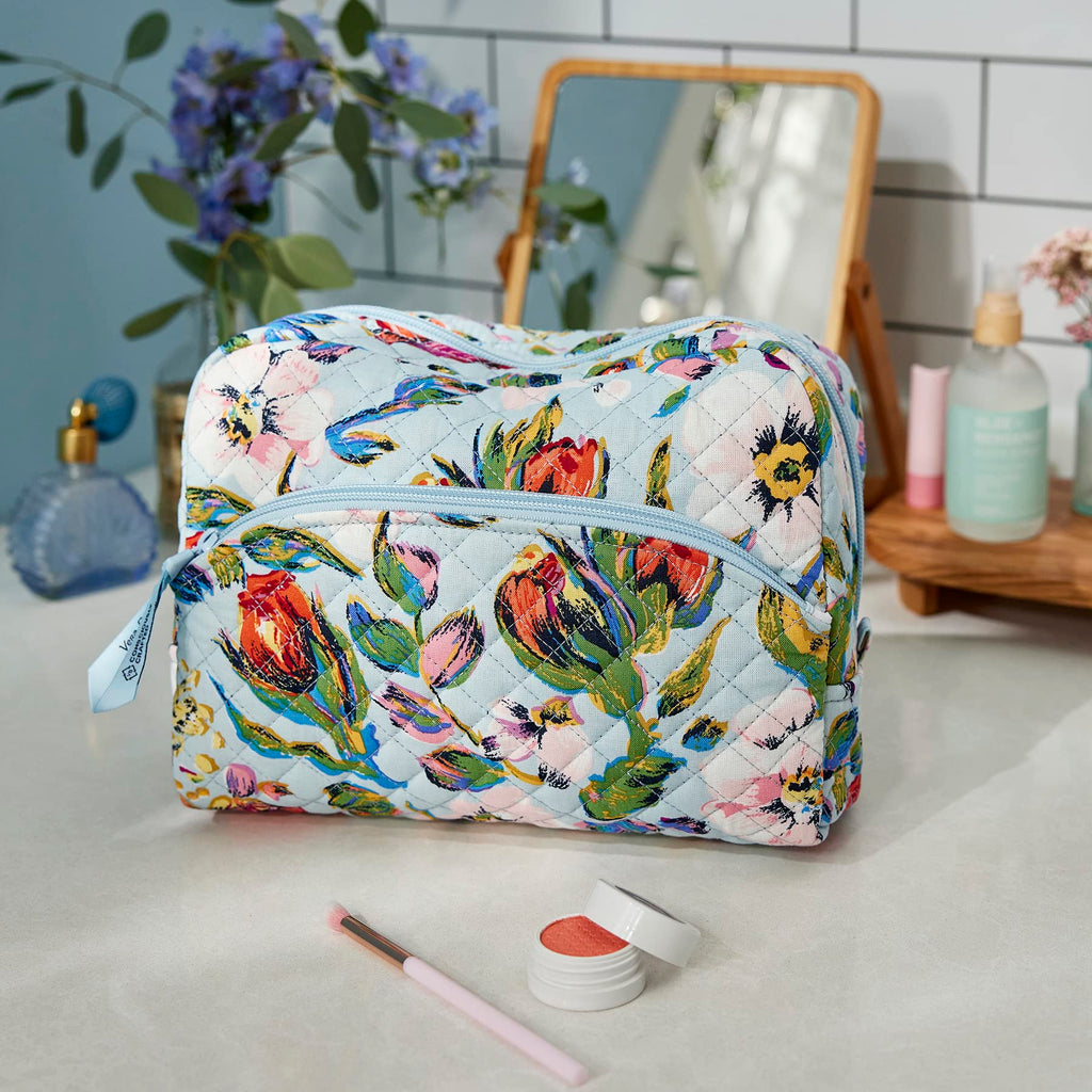 Vera Bradley Women's Cotton Large Cosmetic Makeup Organizer Bag, Botanical Paisley, One Size