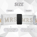 Y1tvei Mrs Cosmetic Large Bag - White Patch Varsity Letter MRS Toiletry Big Bag Pearl Rhinestone Letter Patches Big Makeup PU Ba
