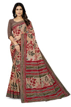 TAMAIRA FASHION Womens Hand Painted Pure Cotton Saree Without Blouse Piece(11200_Beige&DustyPink)