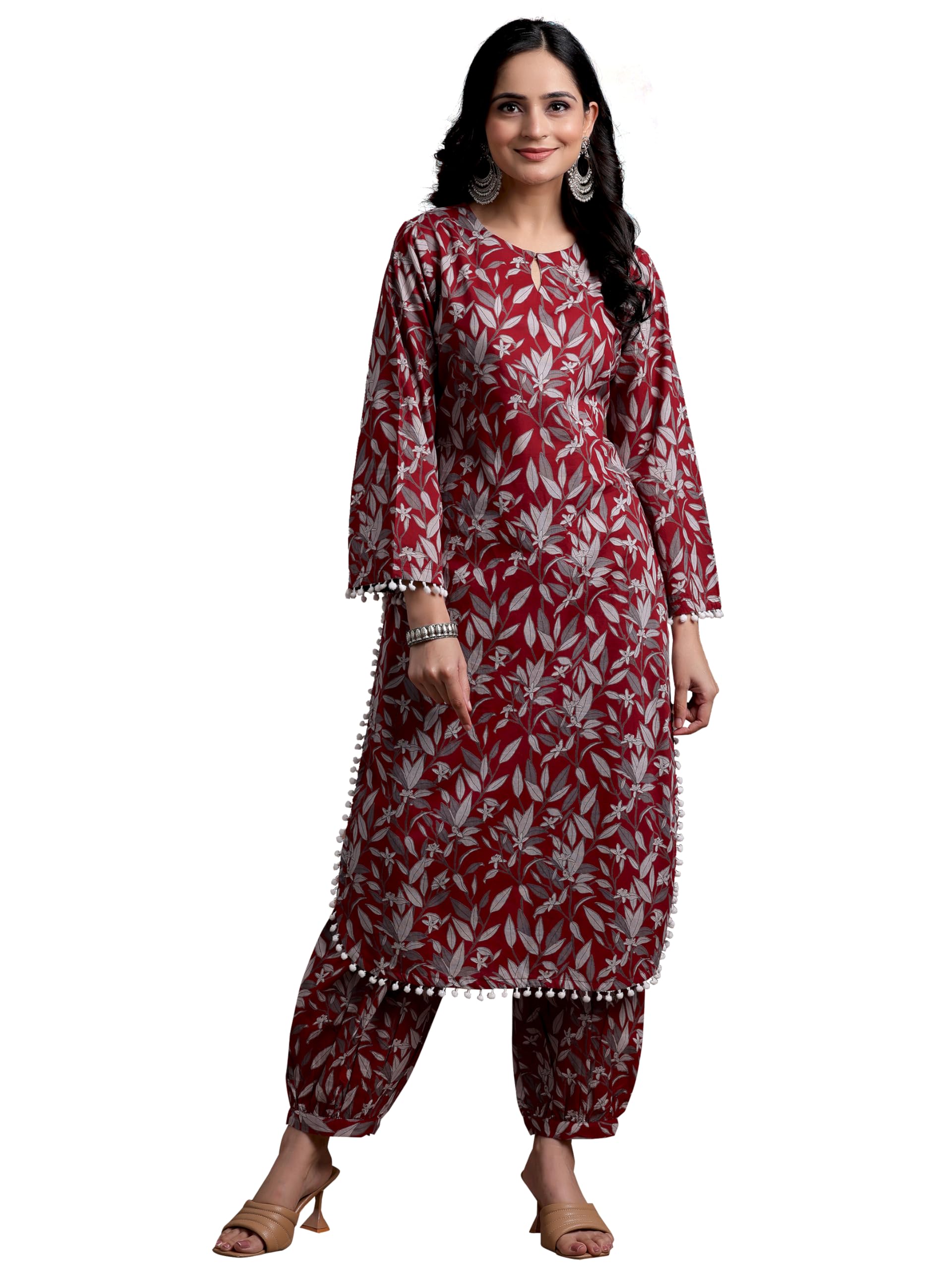 Libas Women'S Pure Cotton Printed Kurta Set (357470R Rust