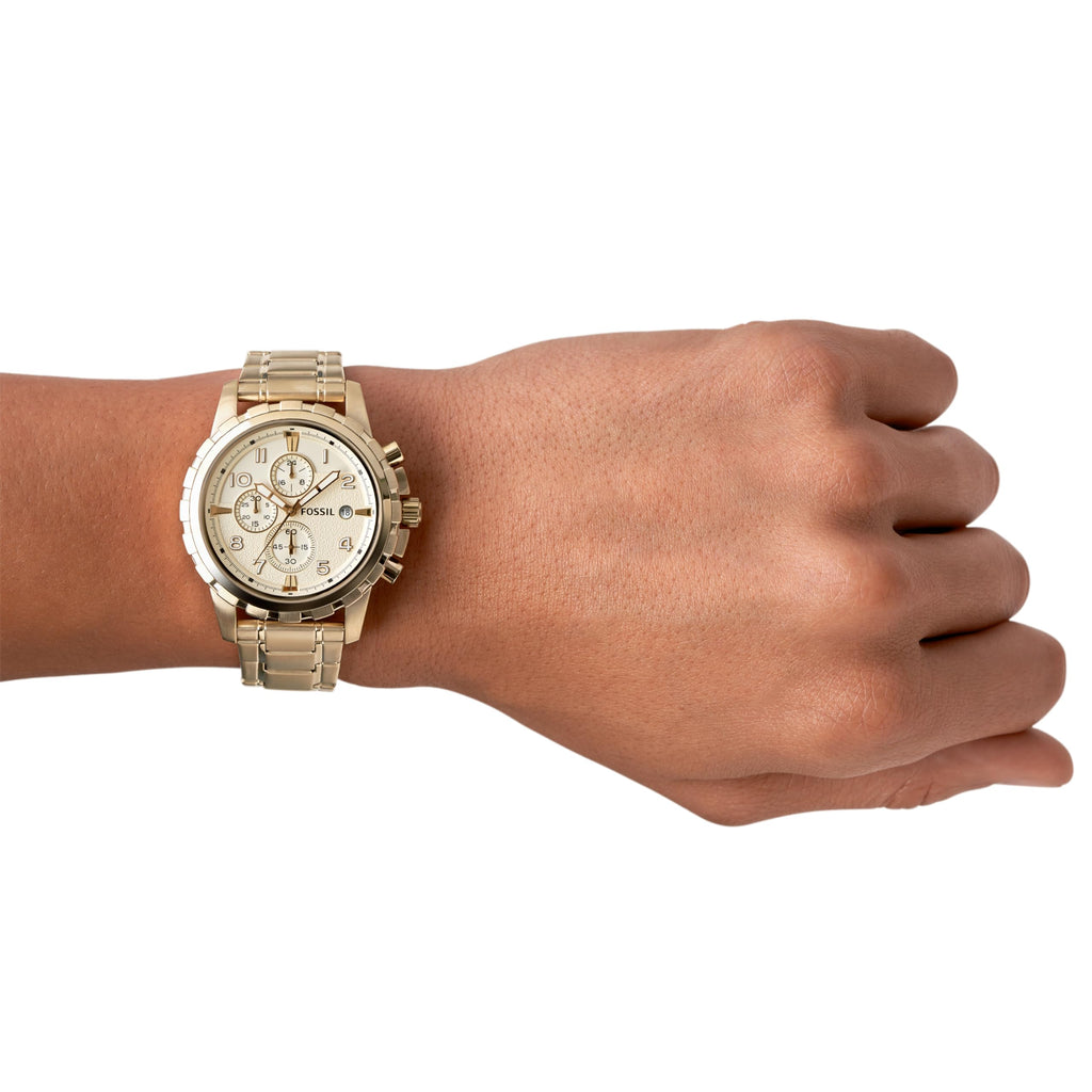 Fossil Men's Dean Quartz Stainless Steel Chronograph Watch, Color: Gold (Model: FS4867IE)