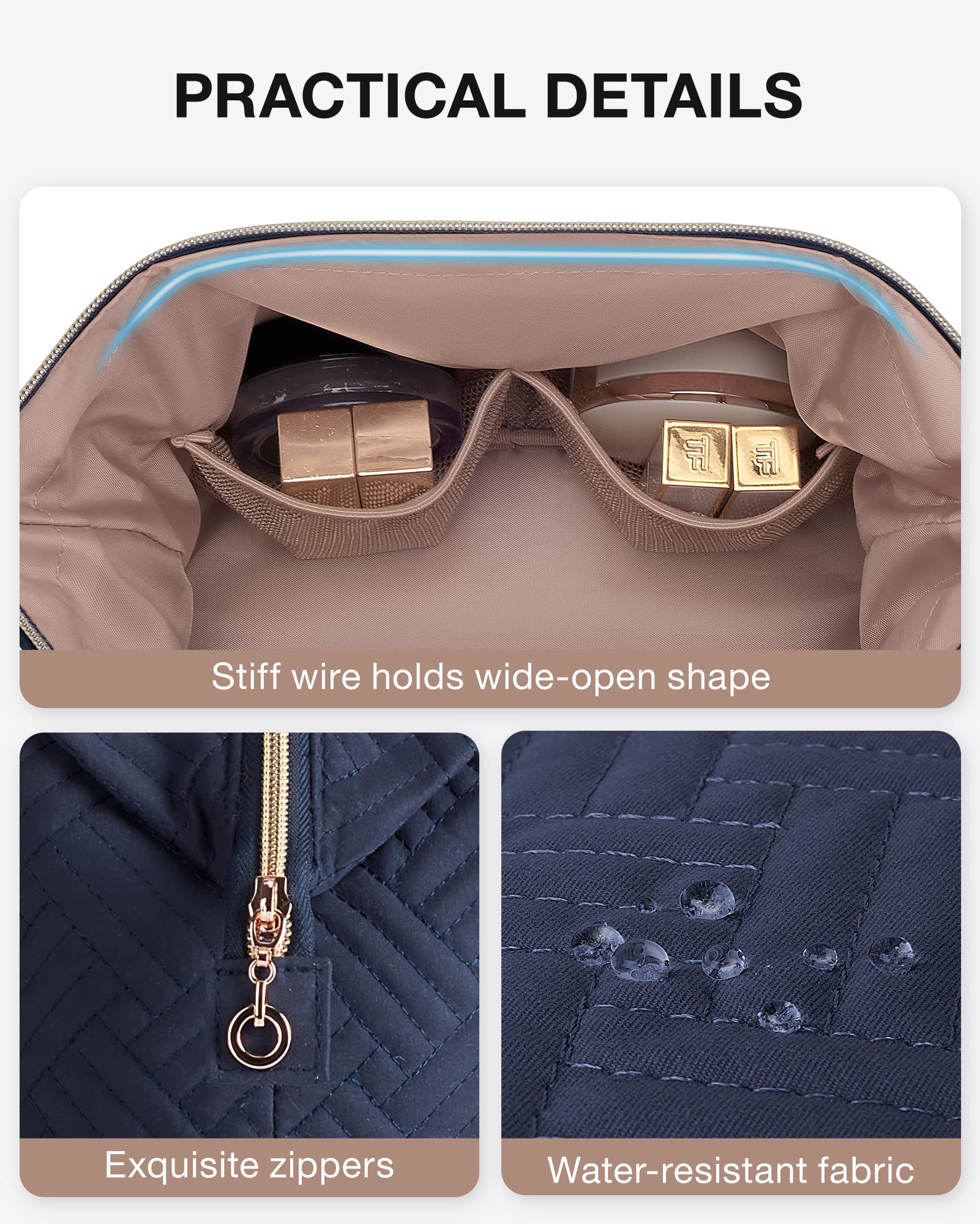 BAGSMART Travel Makeup Bag, Cosmetic Bag Make Up Organizer Case,Large Wide-open Pouch for Women Purse for Toiletries Accessories