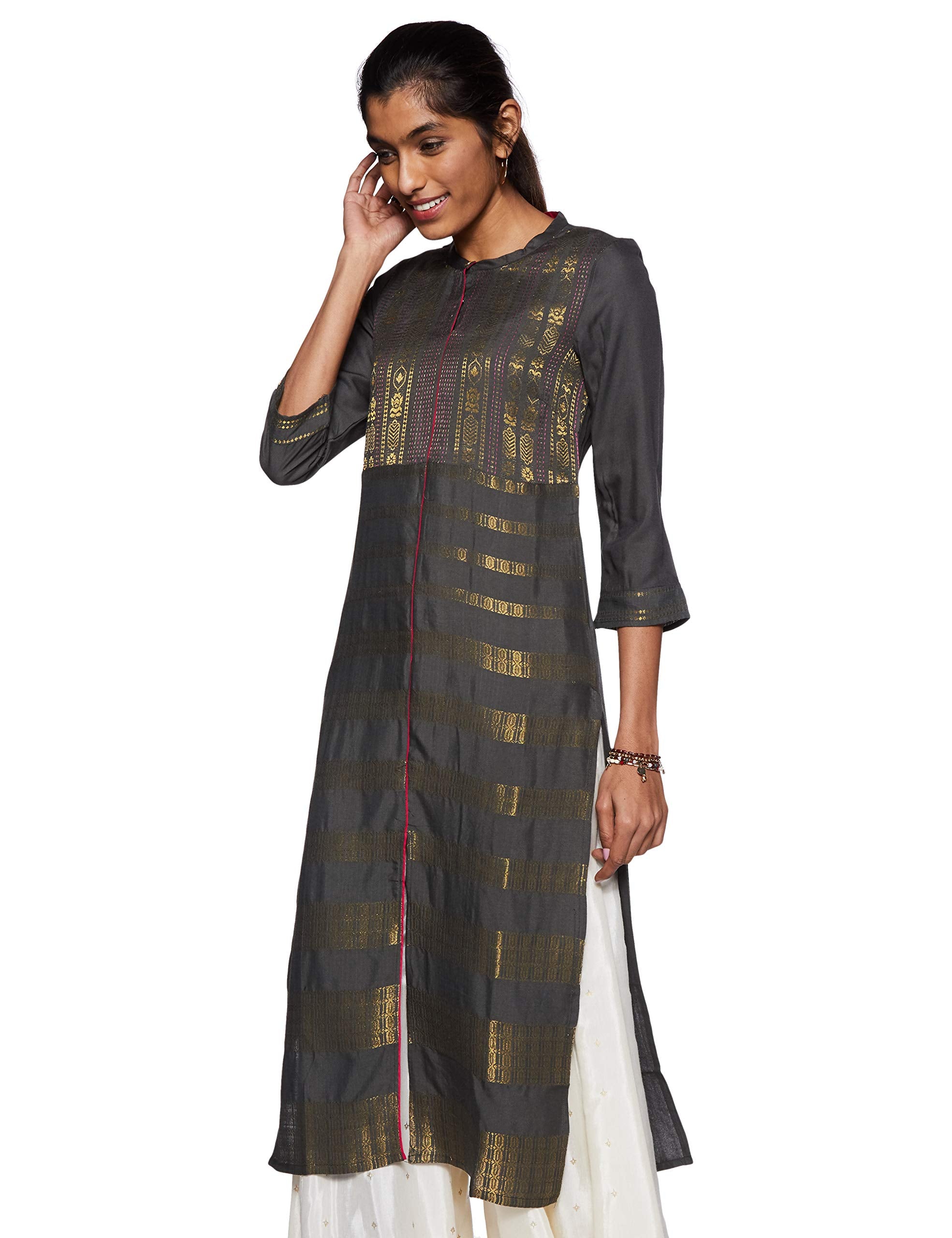 Aurelia Women Rayon Regular Fit Kurta (19Aua10814-700472_Grey_X-Small)