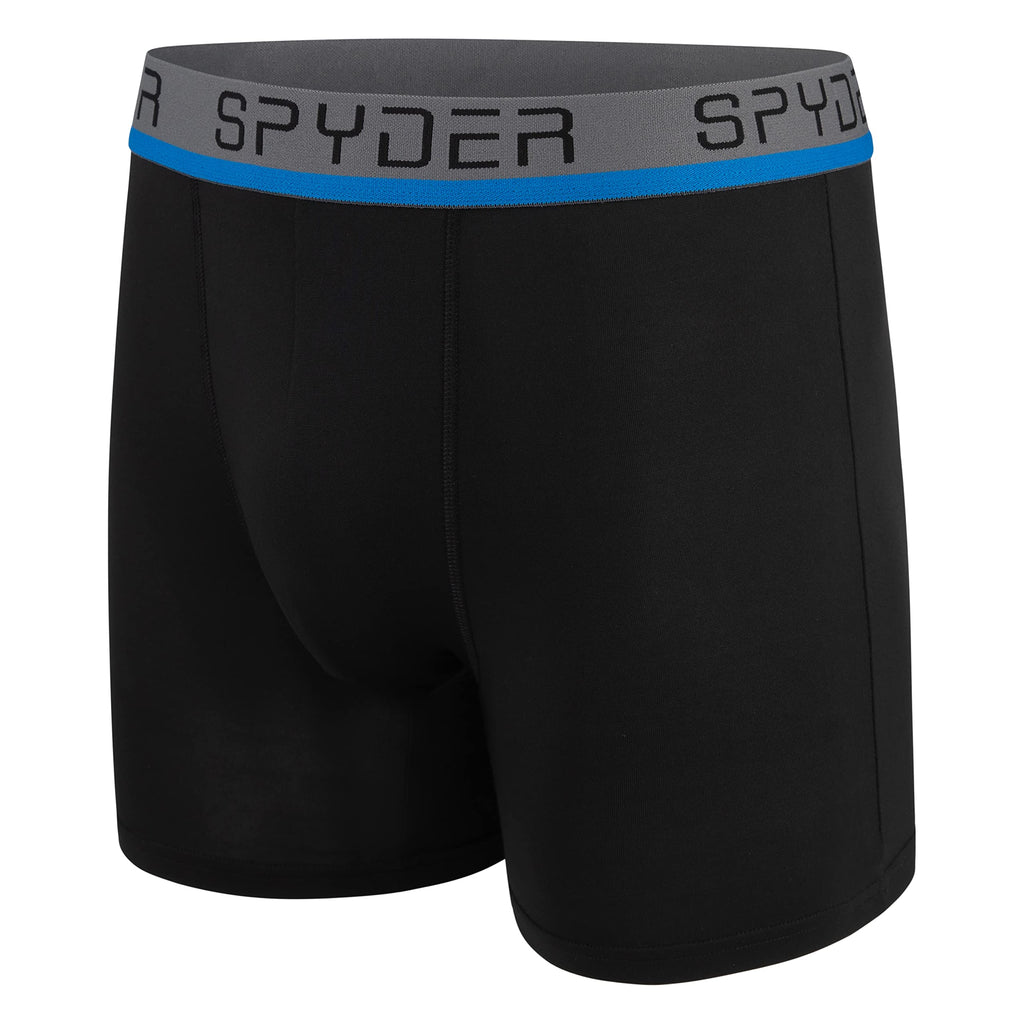 Spyder Mens Boxer Briefs 4 Pack Poly Spandex Performance Boxer Briefs Underwear (Grey/Blue/Black/Green, Medium)