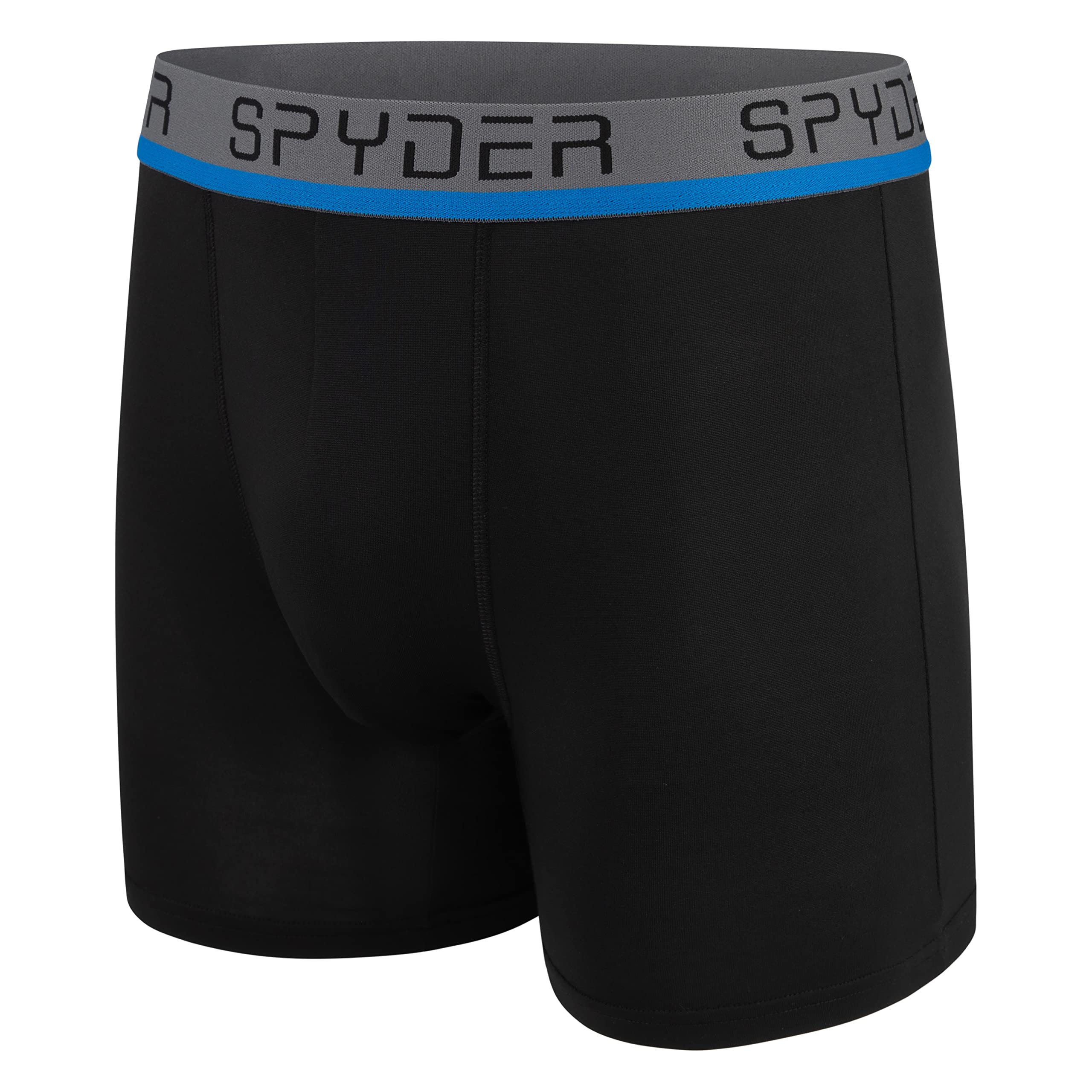 Spyder Mens Boxer Briefs 4 Pack Poly Spandex Performance Boxer Briefs Underwear (Grey/Blue/Black/Green, Medium)