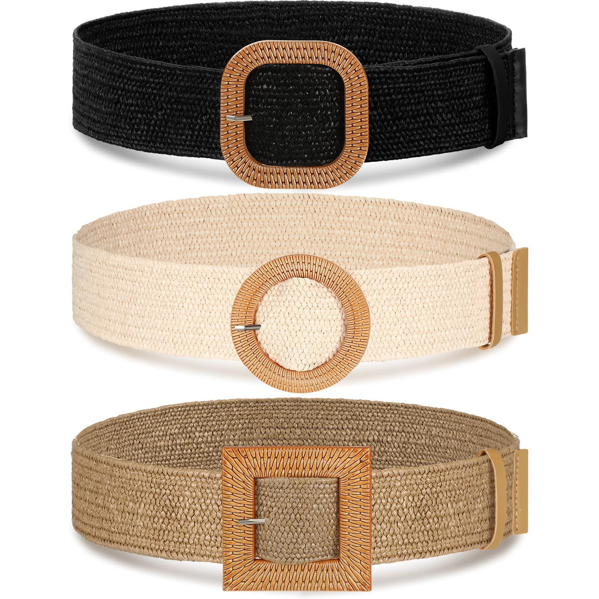 Syhood Woven Belt Dress, Black, Khaki, Apricot, Fit Waist Size Below 40 40