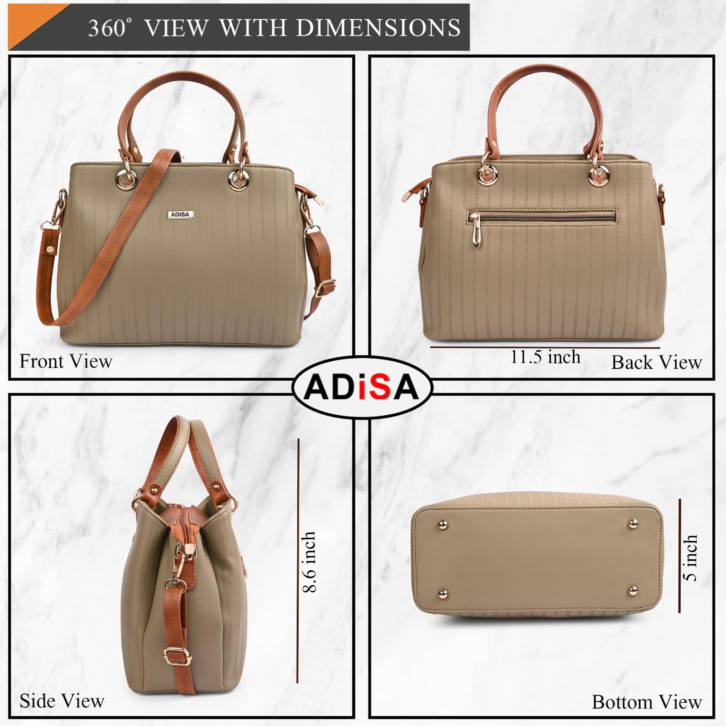 ADISA texture stripes handbag shoulder bag for women and girls with sling belt (AD4074-MEH)