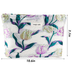 ZLFSRQ Tulip Makeup Bag Travel Cute Purple Flower Floral Cosmetic Bags for Women Large Embroidery Makeup Pouch Zipper Cosmetic P