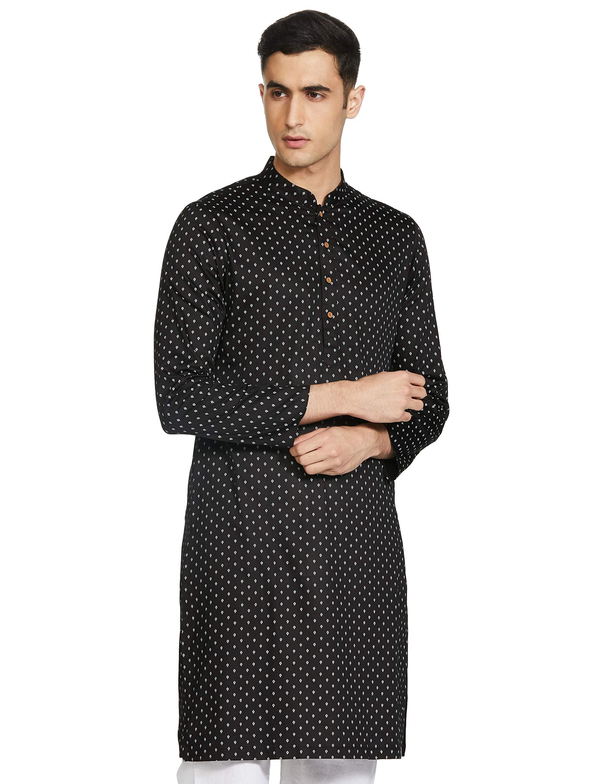 Manyavar MenS Art Silk Other Kurta Pyjama (Ml11944-310_Black_X-Large)