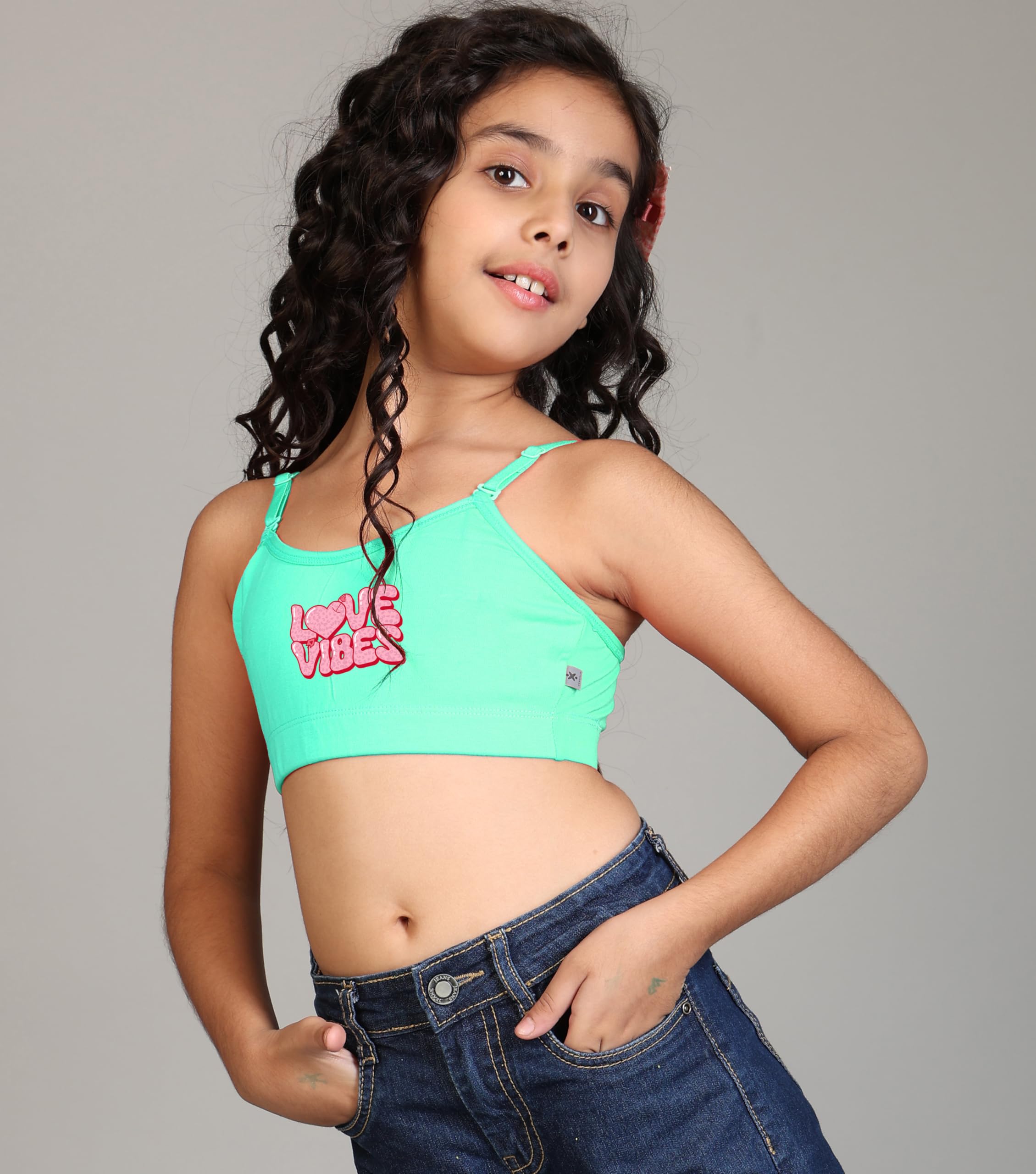 Kyda Kids Girls Antibacterial Printed Cotton Non Padded, Beginners Bra For Girls