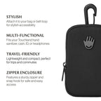 Touchland Touchette Zippered Pouch, Attachable Fashion Accessory with Snap Hook for Power Mist and Glow Mist 1FL OZ, Black