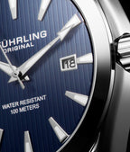 Stuhrling Original Blue Watch for Men Analog Watch Dial with Date - Stainless Steel Silver Bracelet, 3953 Mens Watch Collection