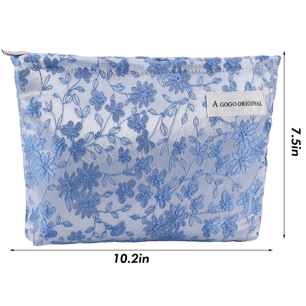 ZLFSRQ Daisy Flower Makeup Bag Travel Floral Cute Cosmetic Bags for Women Large Makeup Pouch Zipper Cosmetic Pouch for Purse Aes