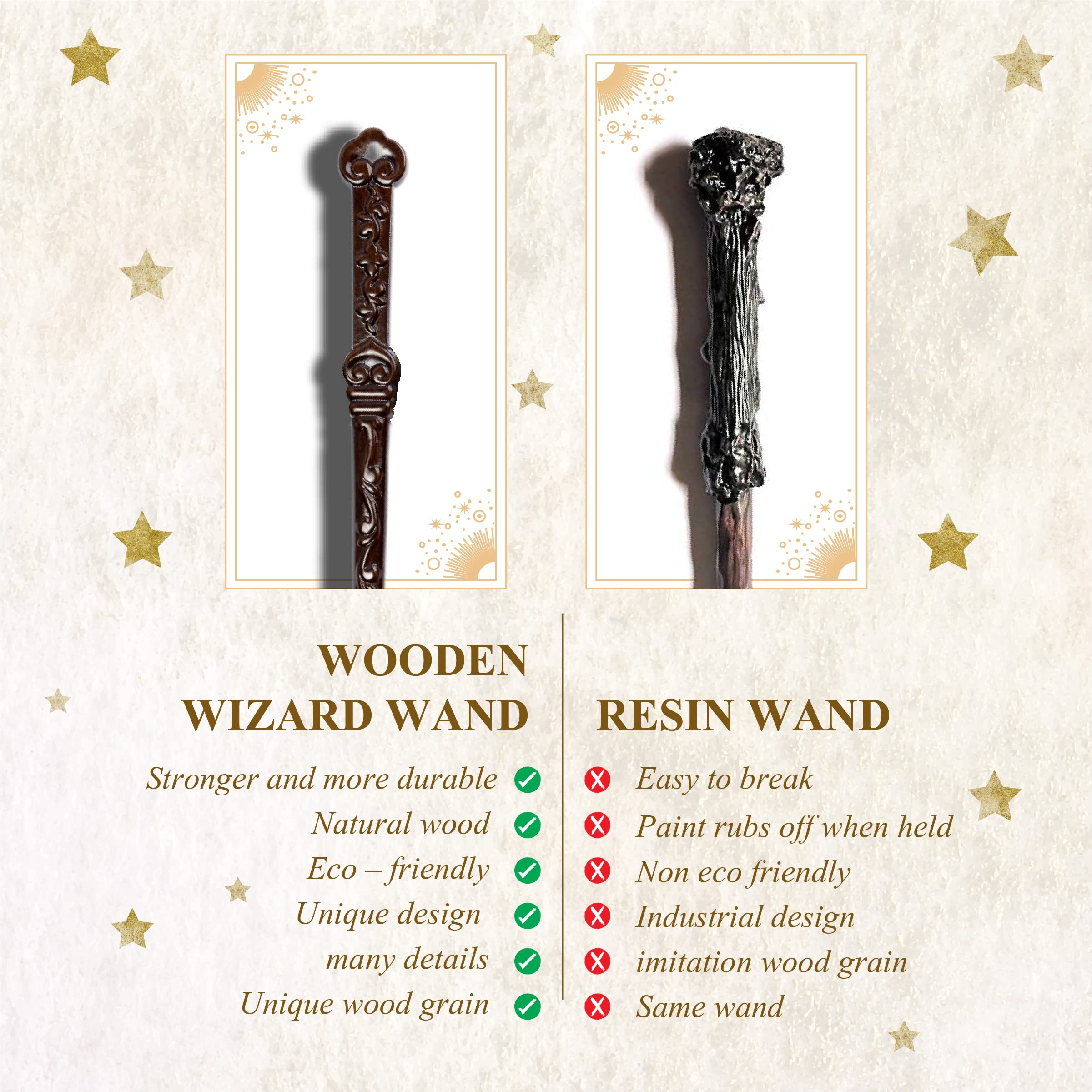Handicraftviet Wooden Heart Wand, Magic Wand 15 ' for Witchcraft Collectible, Magical Gift for Children and Adults on Halloween,