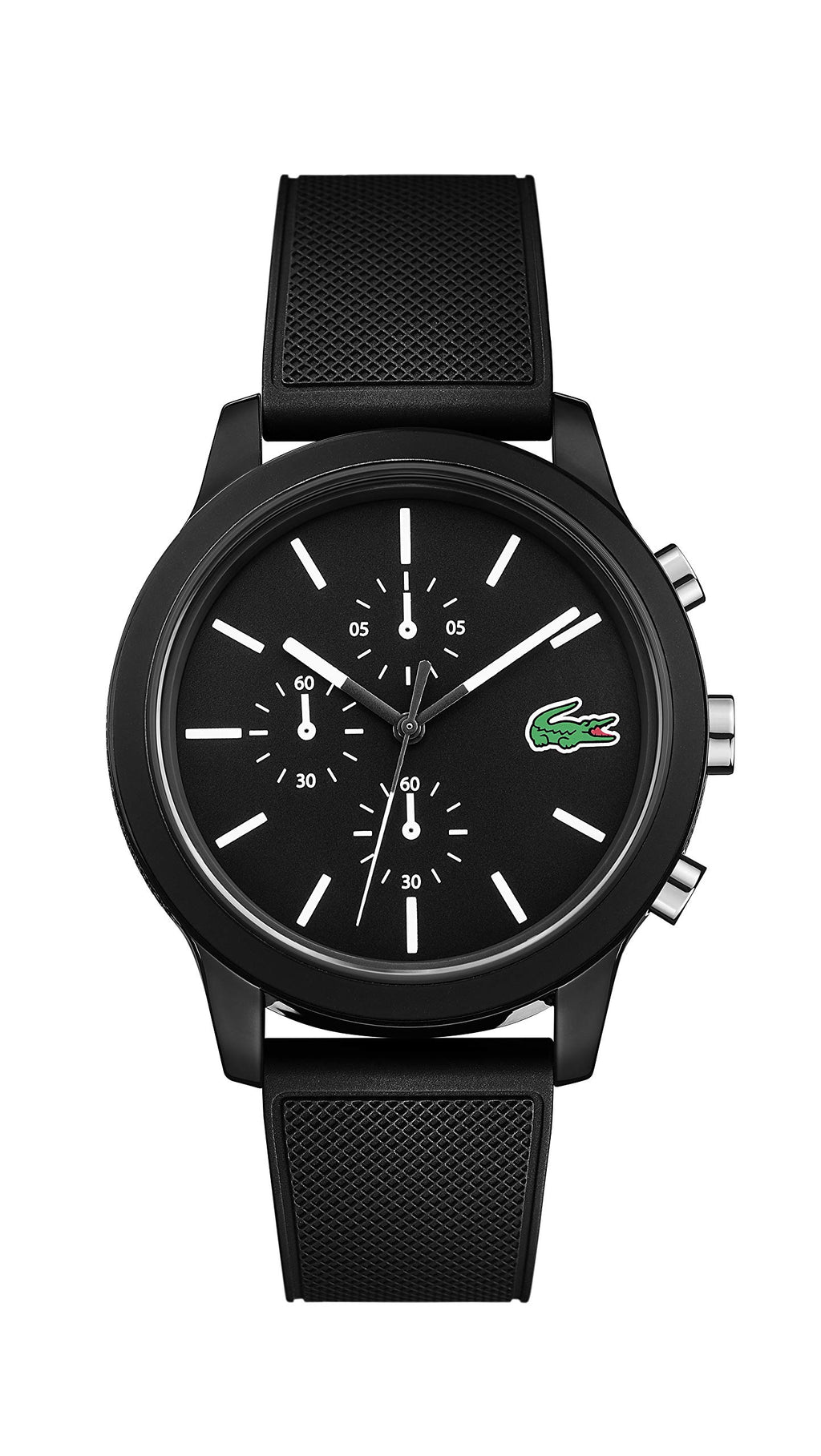 Lacoste 12.12 Men's Quartz Chronograph Black Tr90 Case Watch with Black Silicone Rubber Strap (Model: 2010972)