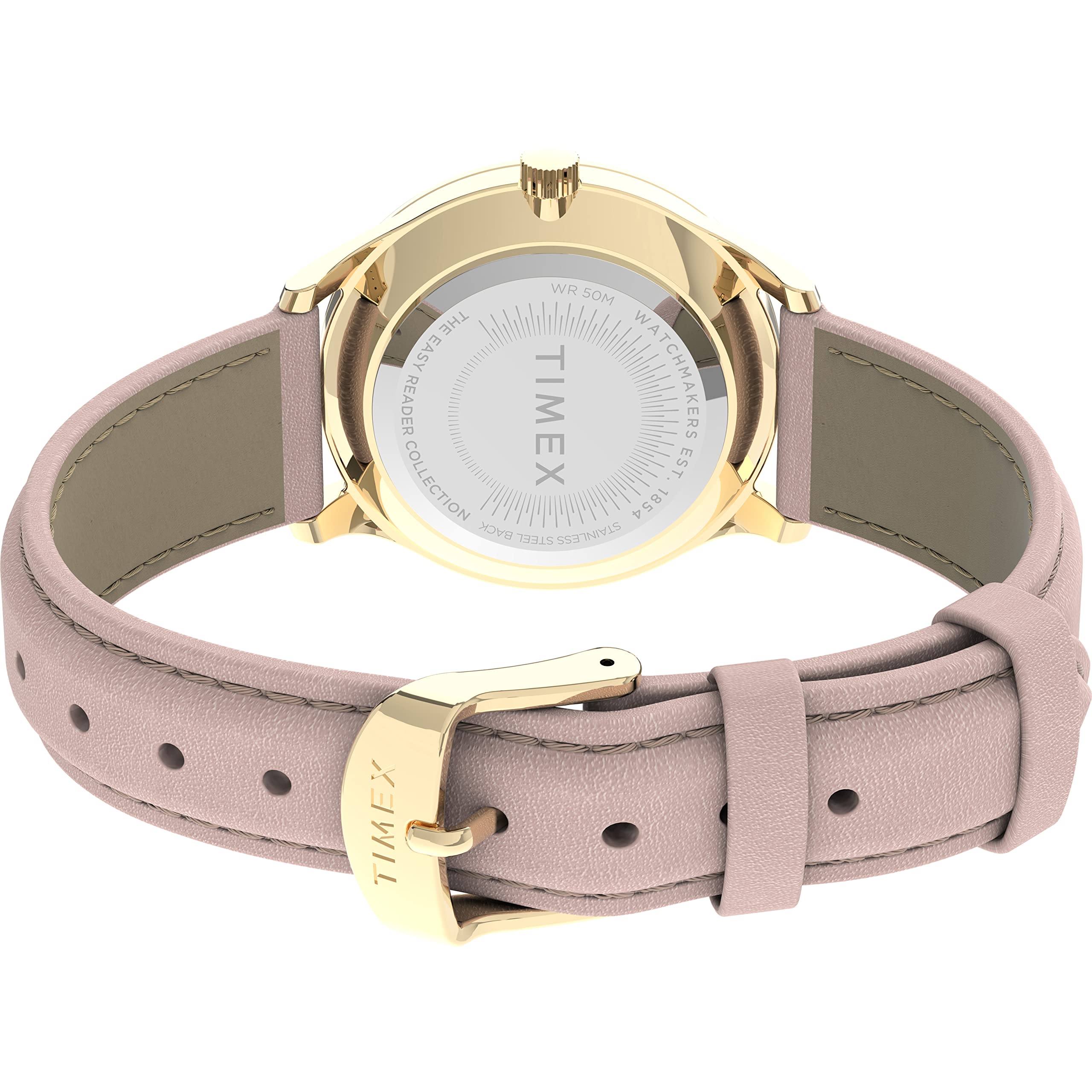 Timex Women's Modern Easy Reader 32mm Watch - Rose Gold-Tone Case White Dial with Pink Genuine Leather Strap