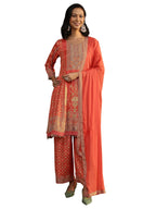 Libas Printed Muslin A-Line Kurta With Palazzos And Dupatta-99961Axxl