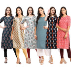 Pinkmint Womens Crepe Digital Print Straight Kurta [Pack of 6] (CKT-335-352-340-351-330-346-XL)