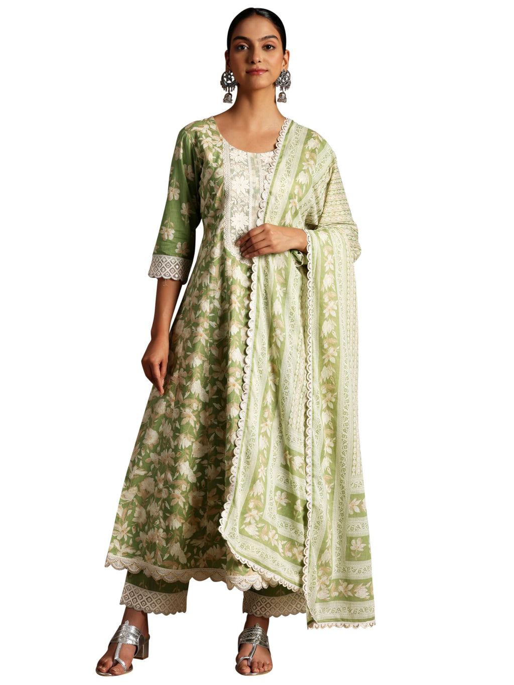 Libas WomenS Cotton Kurta Set (35823_Green