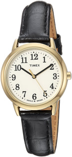 Timex Women's Easy Reader 30mm Watch - Gold-Tone Case Cream Dial with Black Croco Leather Strap