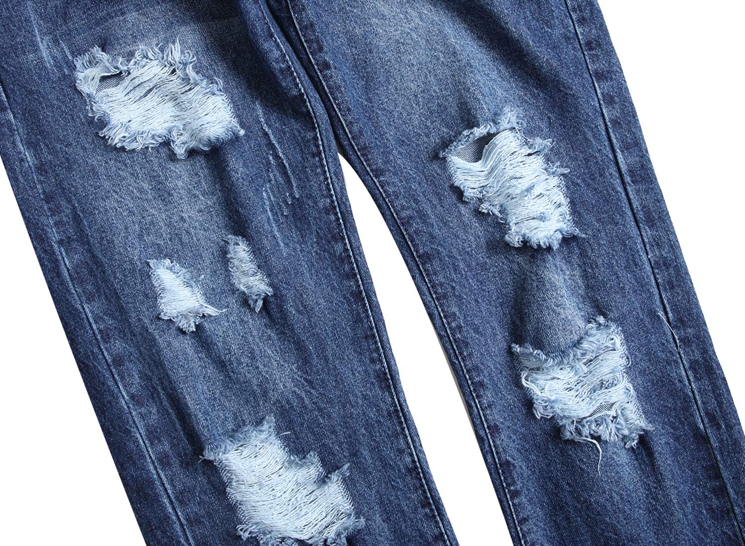 QIMYUM Mens Ripped Jeans, Distressed Destroyed Slim Fit Straight Leg Denim Pants (30, Dark Blue701)