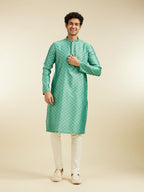 Diwas By Manyavar MenS Art Silk Self Design Kurta (Green,Xxl)