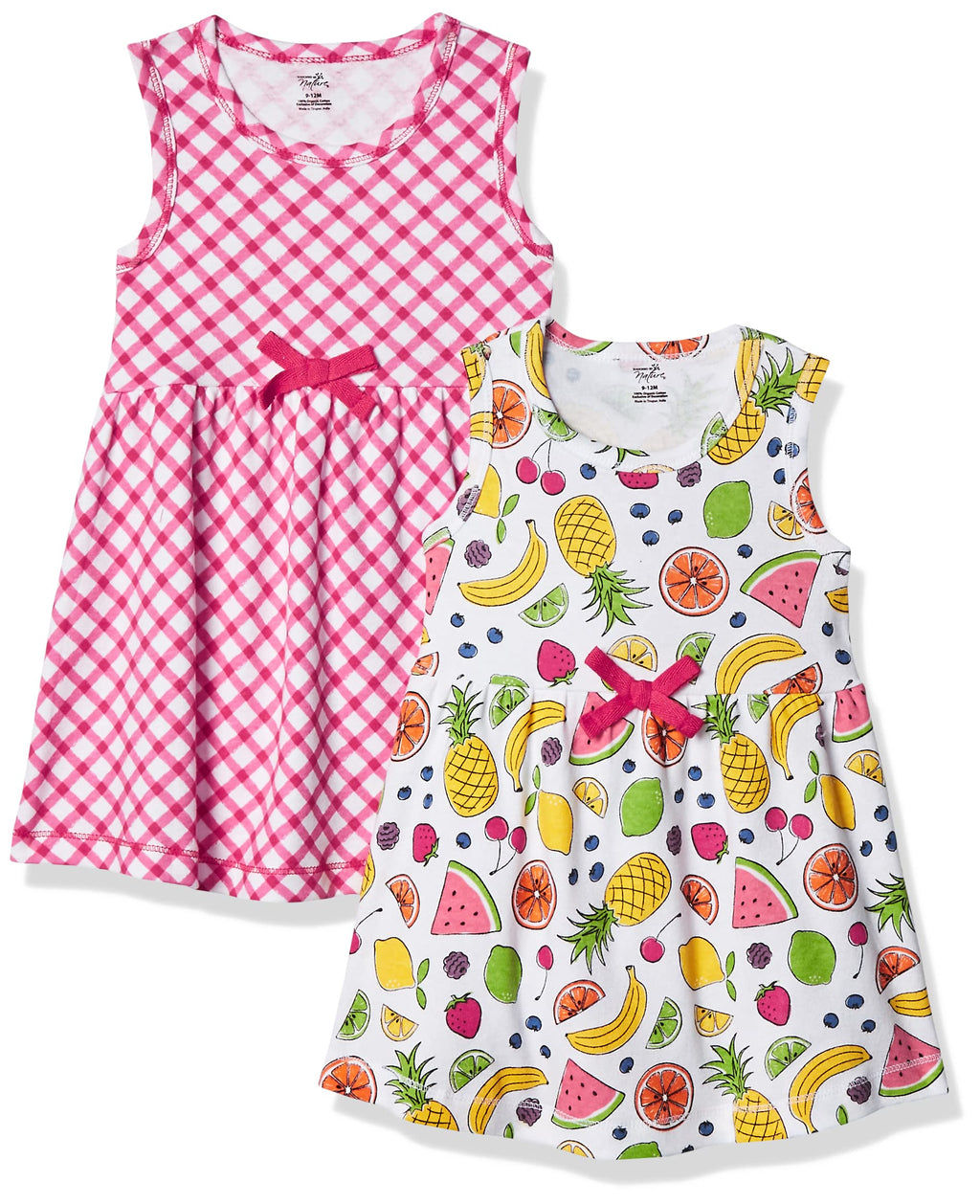 Touched by Nature girls, Toddler, Baby and Womens Organic cotton Short-Sleeve and Long-Sleeve Dresses, Fruit Sleeveless, 12-18 M