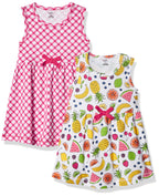 Touched by Nature girls, Toddler, Baby and Womens Organic cotton Short-Sleeve and Long-Sleeve Dresses, Fruit Sleeveless, 12-18 M