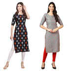 Pinkmint Women'S Crepe Digital Print Straight Kurta (W-330-372_Xxl)