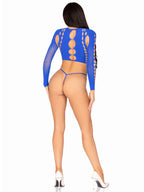 2 PC Seamless cut out long sleeve crop top and g-string panty.