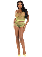 2 PC Twist net tank top and boy shorts.