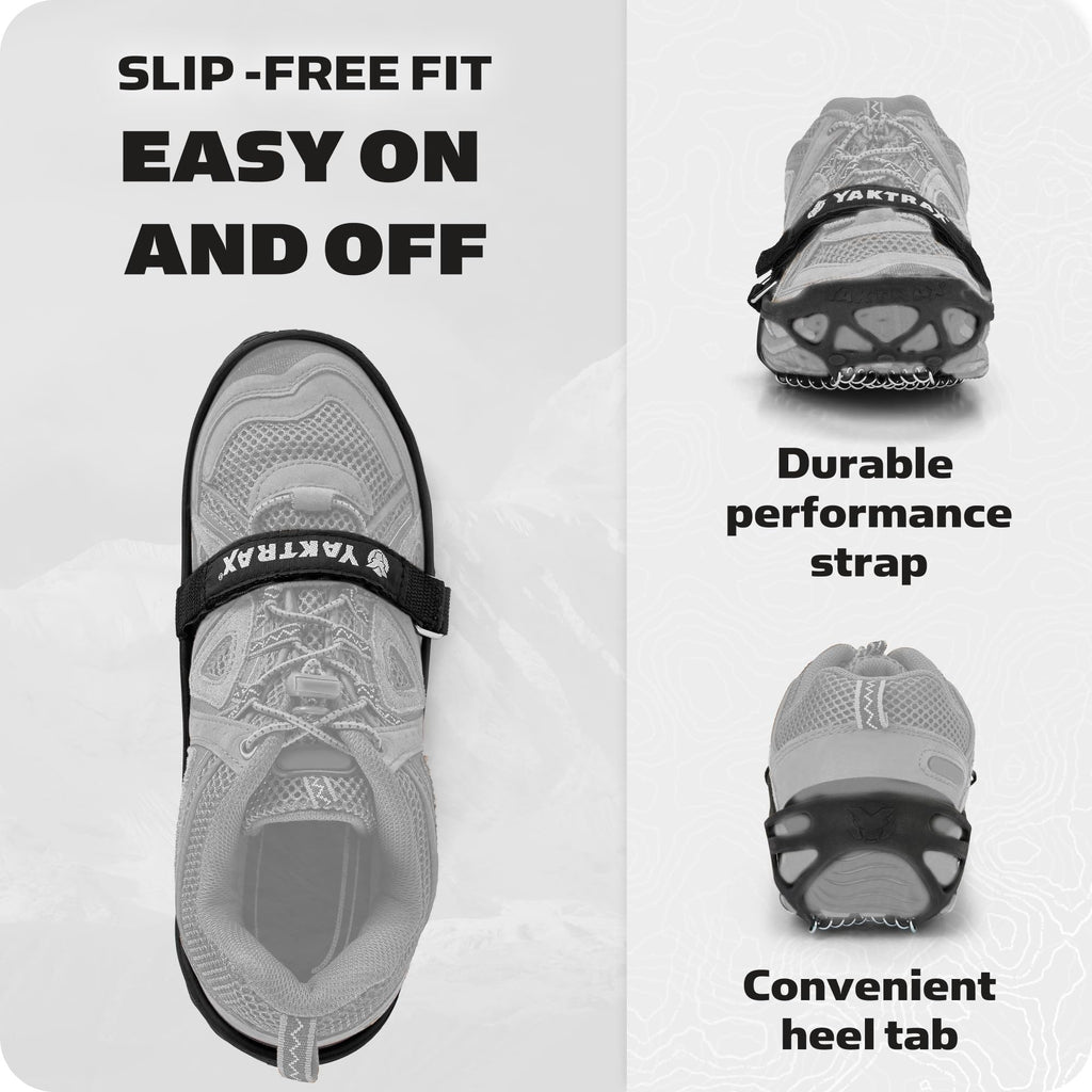 Yaktrax Pro Traction Cleats for Walking, Jogging, or Hiking on Snow and Ice (1 Pair), Large , Black