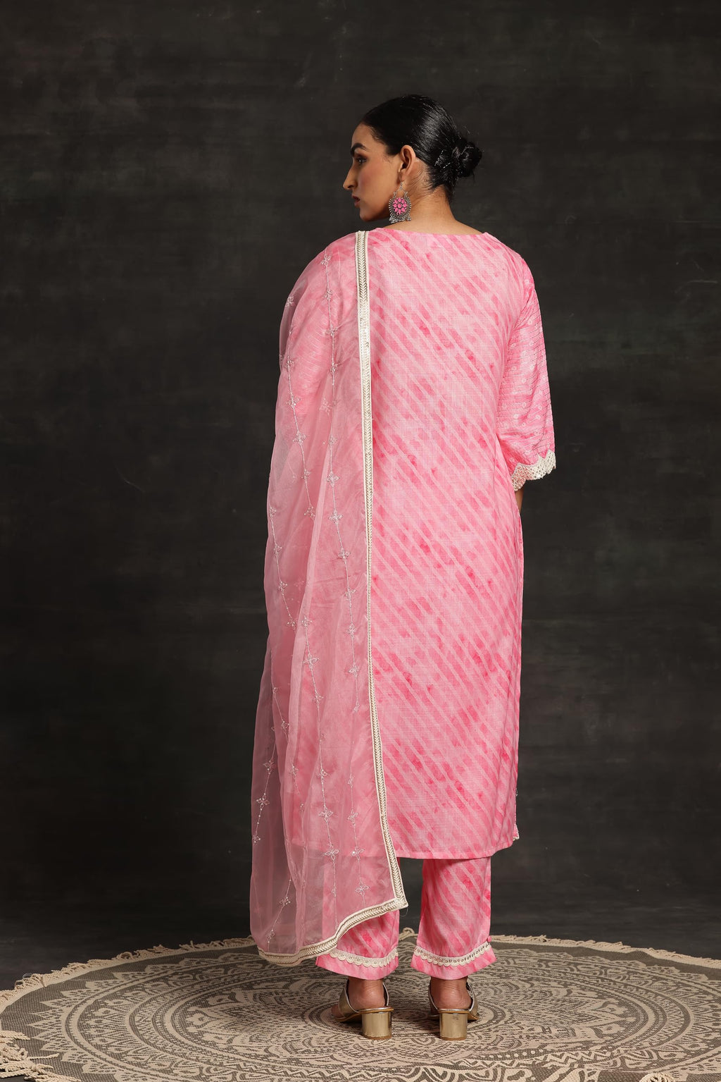 Libas Womens Printed Cotton Blend Straight Kurta With Trousers And Dupatta