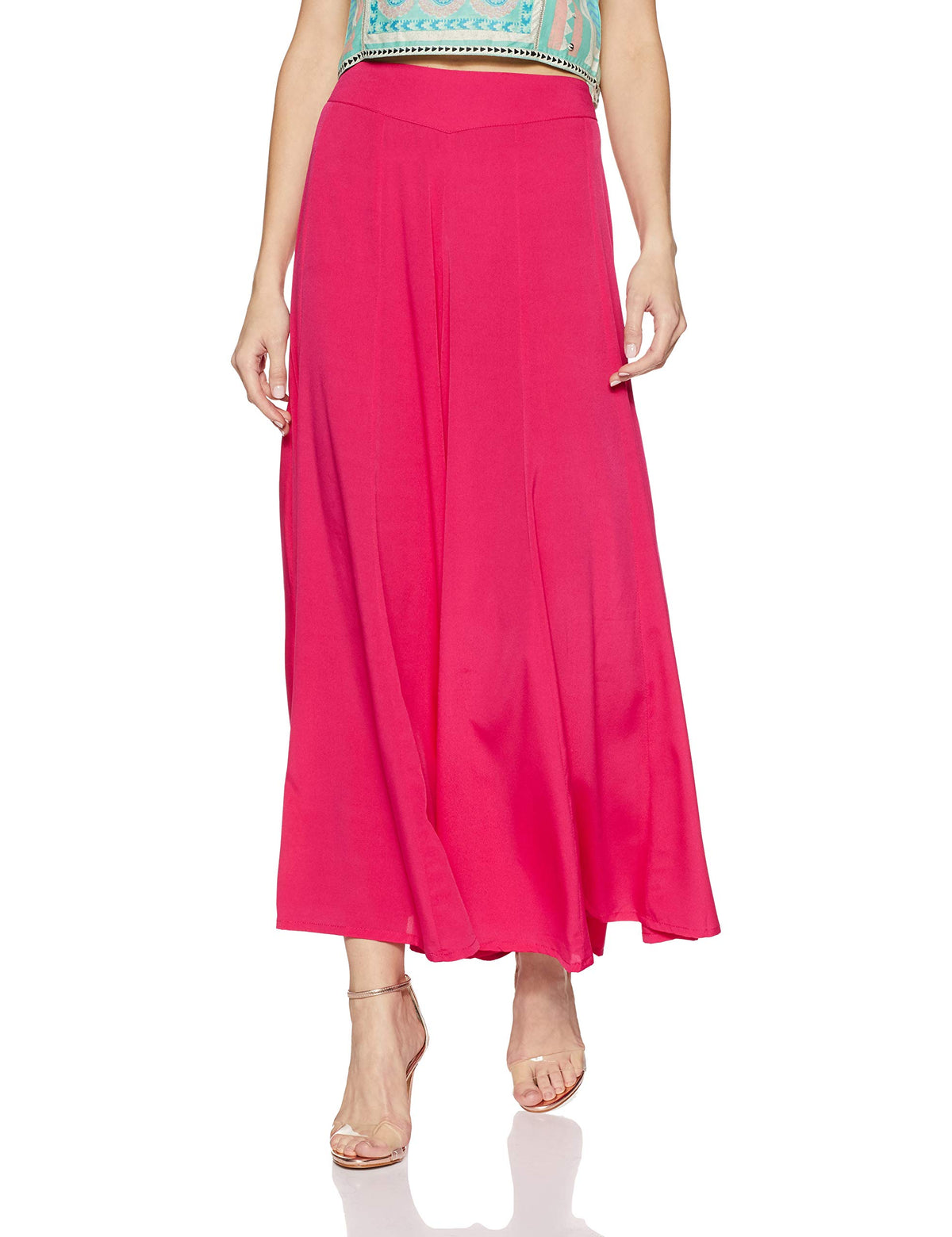 Aurelia Womens Flared Fit High Rise Palazzo (17AUK60028-02892_Pink_L)