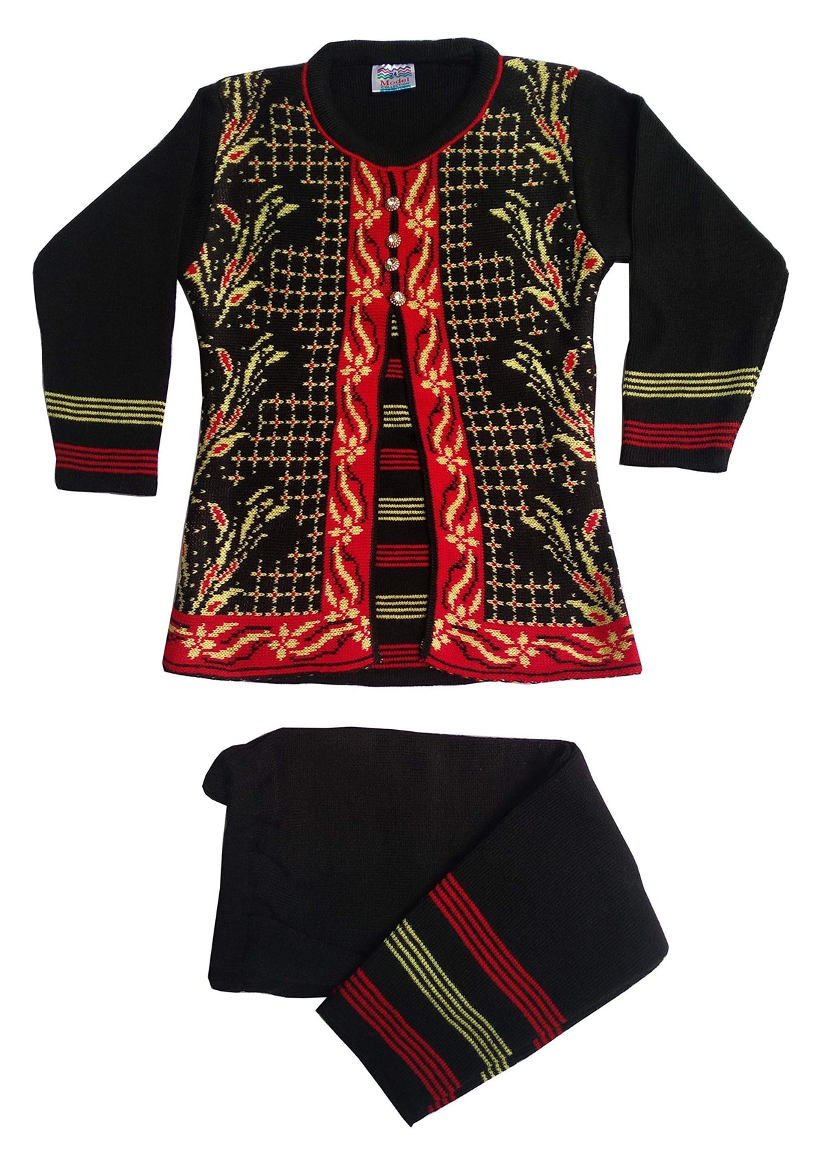 Kuku Hosiery Girlish Woolen pajami Suit(Black, Size: 26) 26
