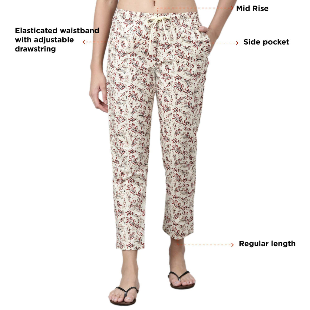 Enamor E4A5 Mid-Rise Straight Leg Pant for Women with Side Pockets