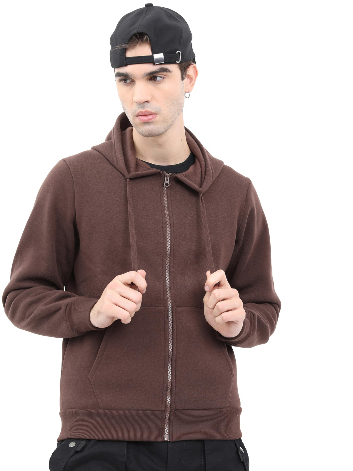 Ketch MenS Cotton Blend Hooded Neck Sweatshirt (Khss000098_Brown