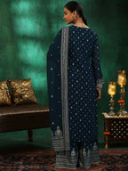 Libas Womens Printed Georgette Straight Kurta With Palazzos And Dupatta