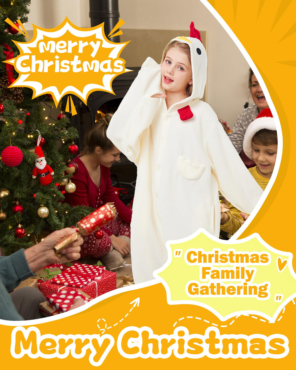 CANASOUR Unisex Halloween Kids Chicken Onesie For 10-12 Years Girls Costume Party Cosplay Pyjamas (Height 56-59    10 Years,Chic