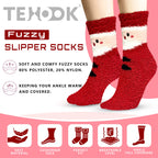 TEHOOK Fuzzy Christmas Socks, Christmas Stocking Stuffers Gifts for Women and Girls, Plush Winter Fuzzy Socks, Fluffy Cozy Warm