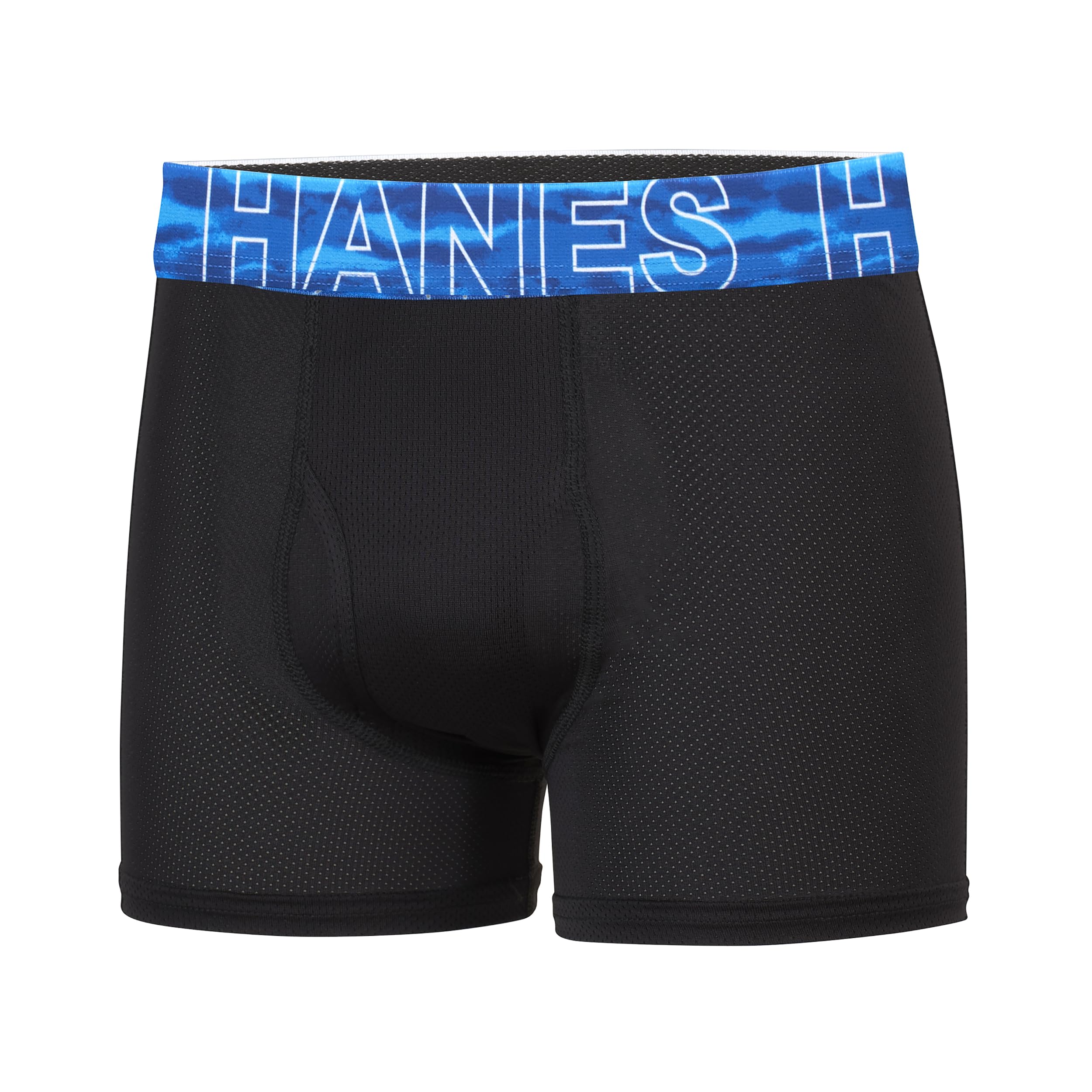 Hanes Boys' Big Performance Tween Boxer Brief Pack, X-Temp Mesh Stretch Underwear, 6-Pack, Black-6 Pack, Medium