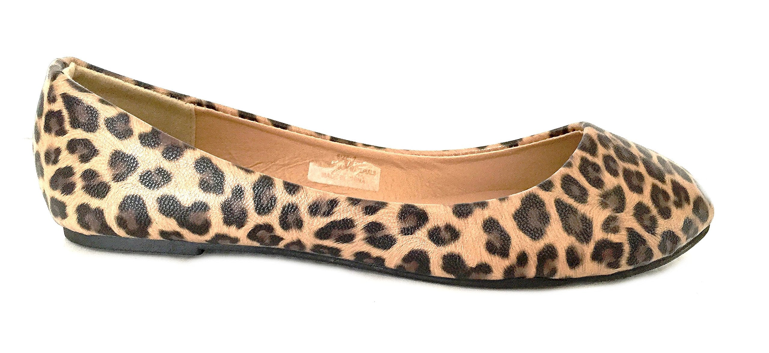 Shoes8teen Womens Ballerina Ballet Flat Shoes Solids & Leopards 8600 Leopard Micro 7