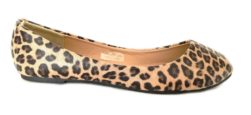 Shoes8teen Womens Ballerina Ballet Flat Shoes Solids & Leopards 8600 Leopard Micro 9