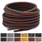 Stepace Round Shoelaces [2 Pairs] Heavy Duty Boot Shoe Laces for Hiking Work Boots Coffee Black-120(Stripe)