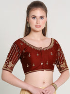 Pujia Mills WomenS Readymade Bridal Embroidery Blouse Multi Coding Maggam Work Moti Work Indian Ethnic Designer Stitched Readym