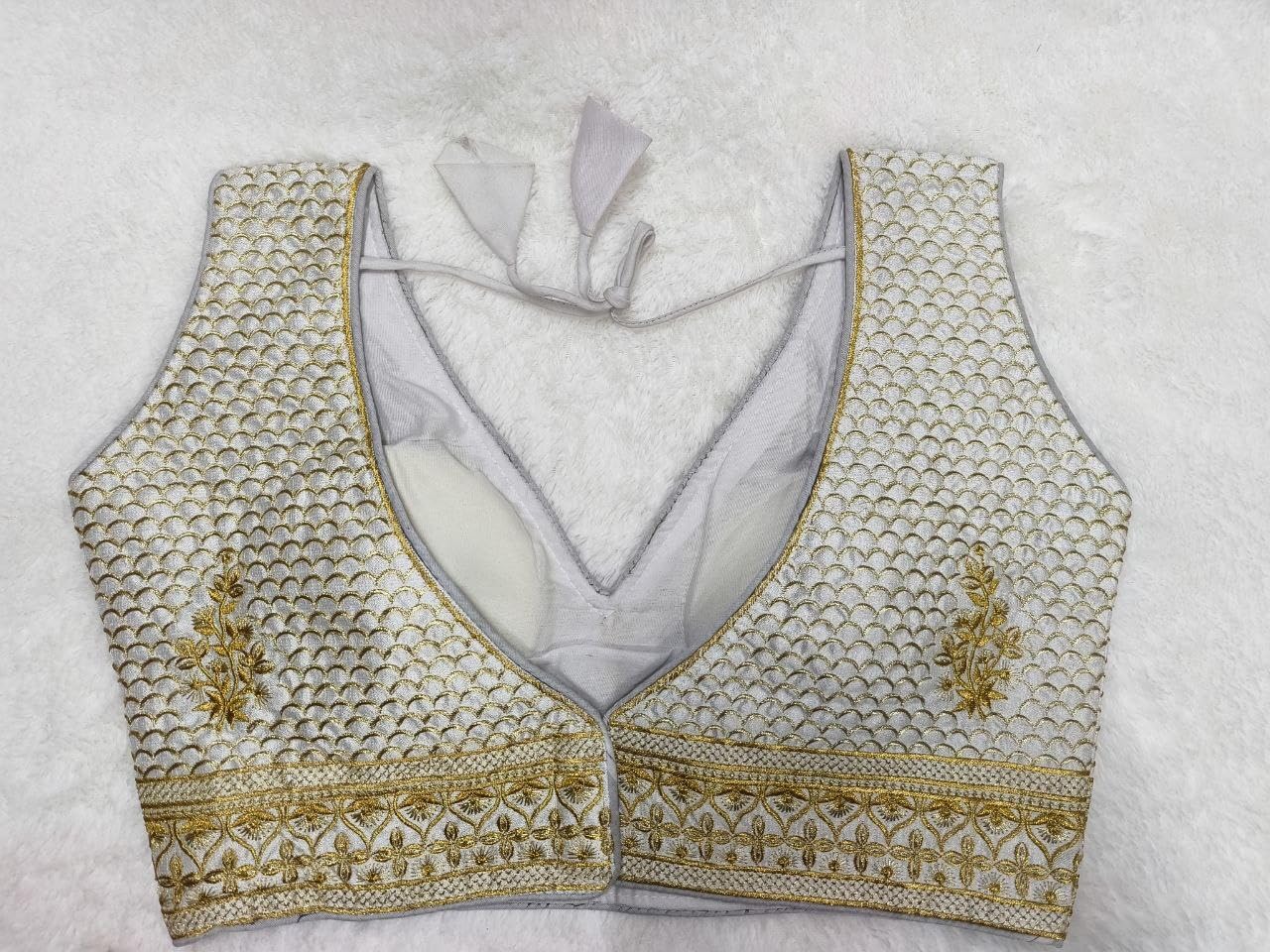 Pujia Mills WomenS Sequin Embroidered V Neck Sleeveless Readymade Saree Blouse Indian Ethnic Designer Stitched WomenS Readymad