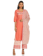 Aurelia Womens Cotton Kurta, Palazzo & Dupatta (21Onas12605-603252-Orange-S)