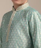 Manyavar Boys Green Art Silk Kurta Pyjama Set(3-4 Years)