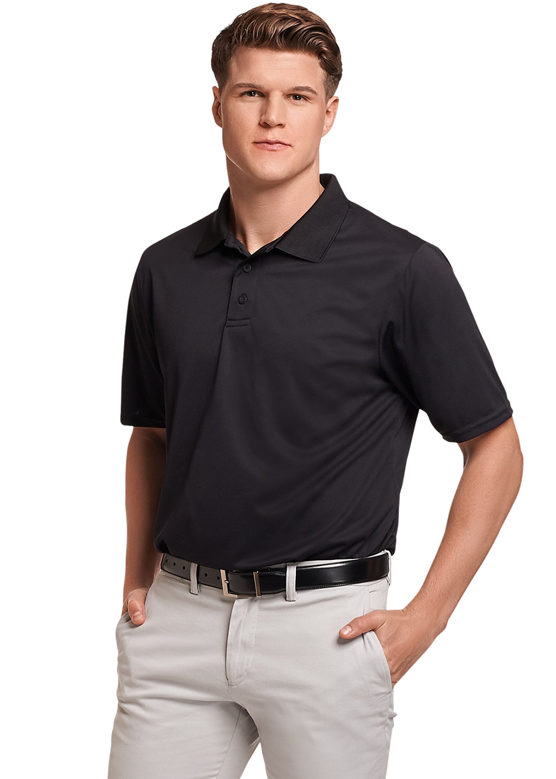 Russell Athletic Mens Standard Dri-Power Performance golf Polo, Black, XL