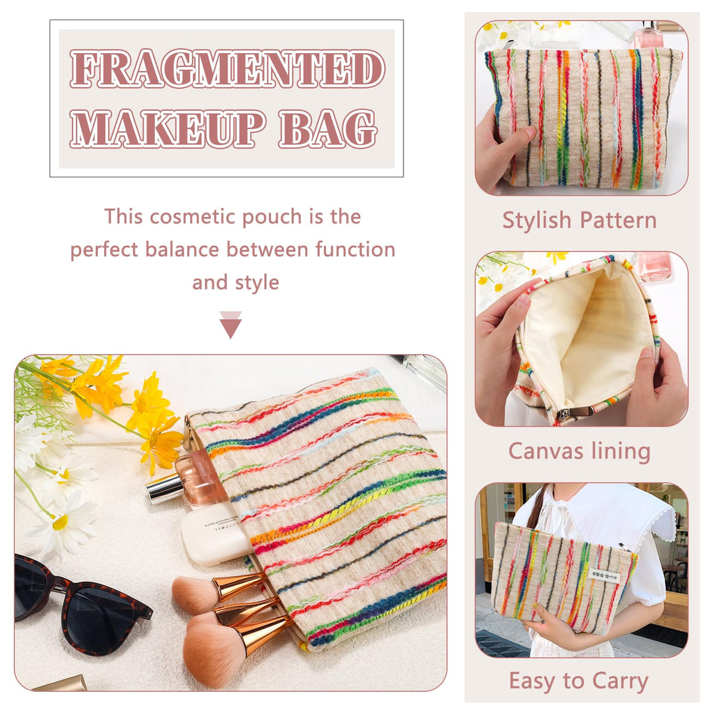 ZLFSRQ Makeup Bag Travel Cute Cosmetic Bag for Women Large Capacity Rainbow Makeup Pouch Zipper Cosmetic Pouch for Purse Aesthet